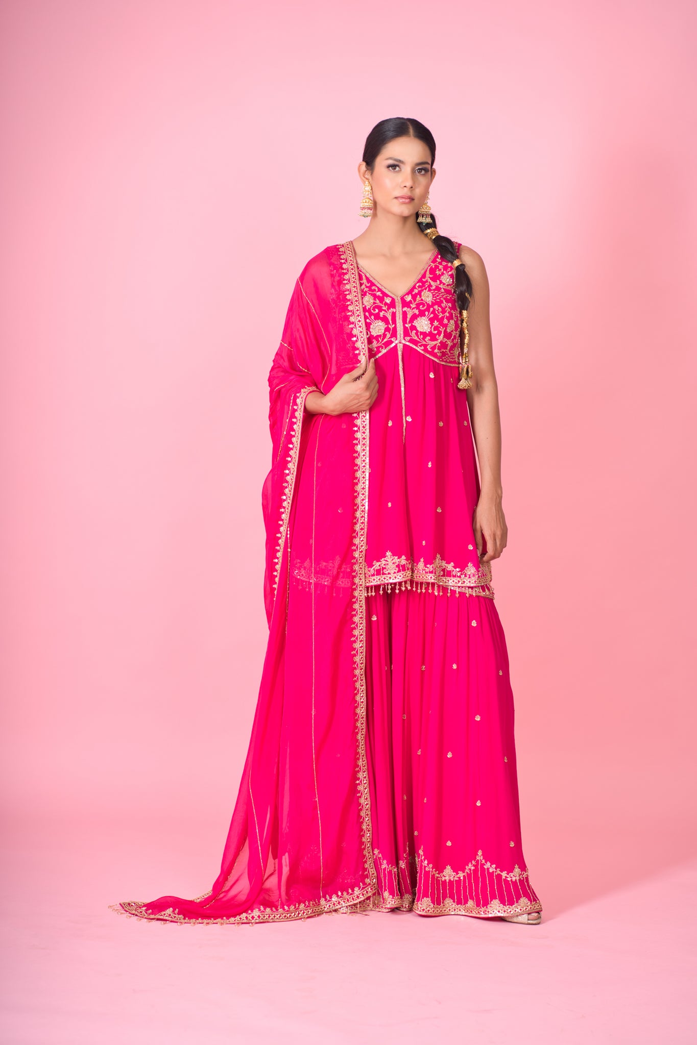 Pink Georgette Party Function Designer Sharara Suit | Party wear dresses,  Latest traditional dresses, Gharara designs