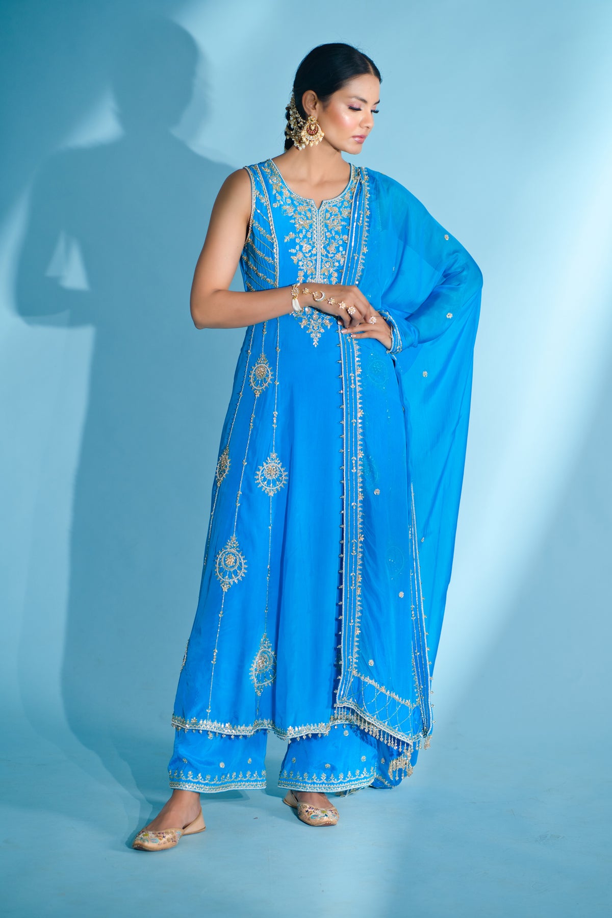 seher- Sea blue anarkali set