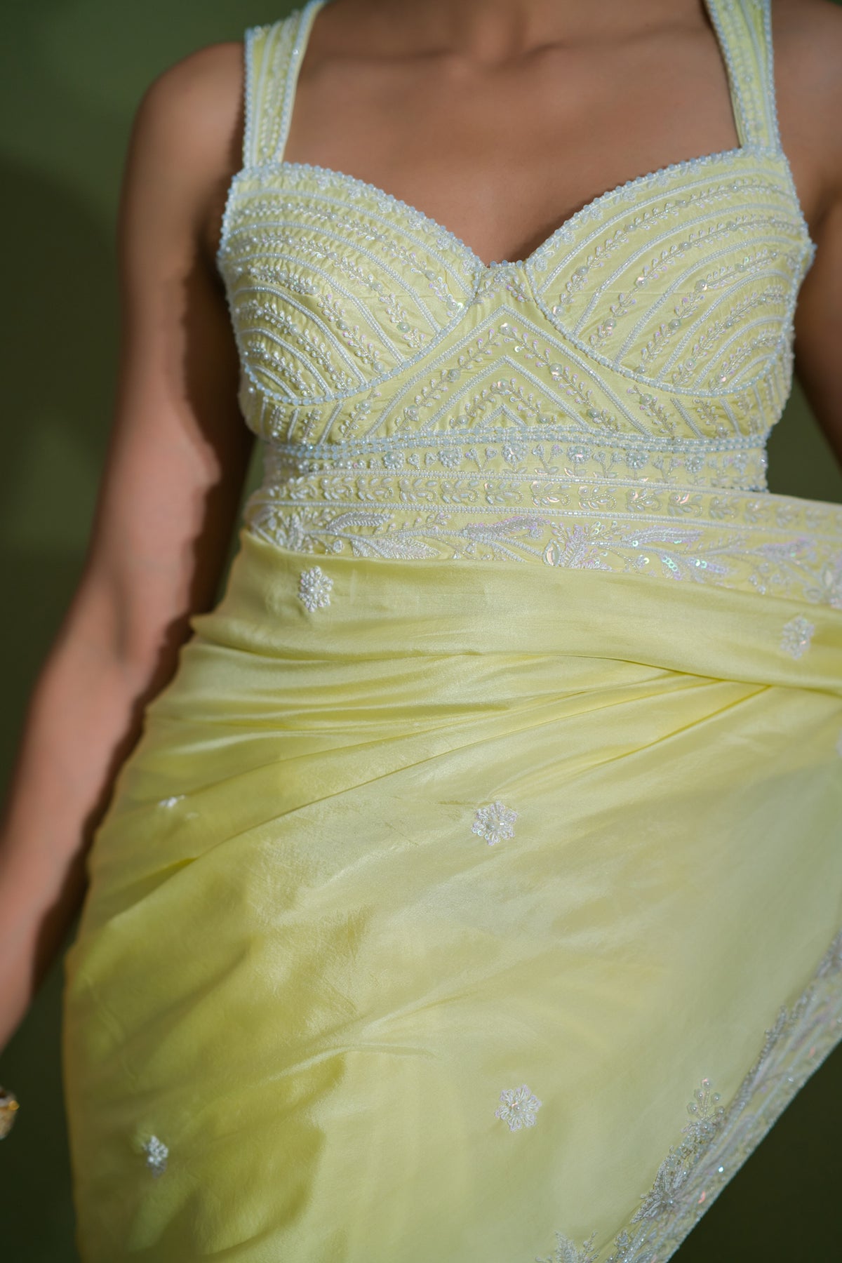 candy yellow saree