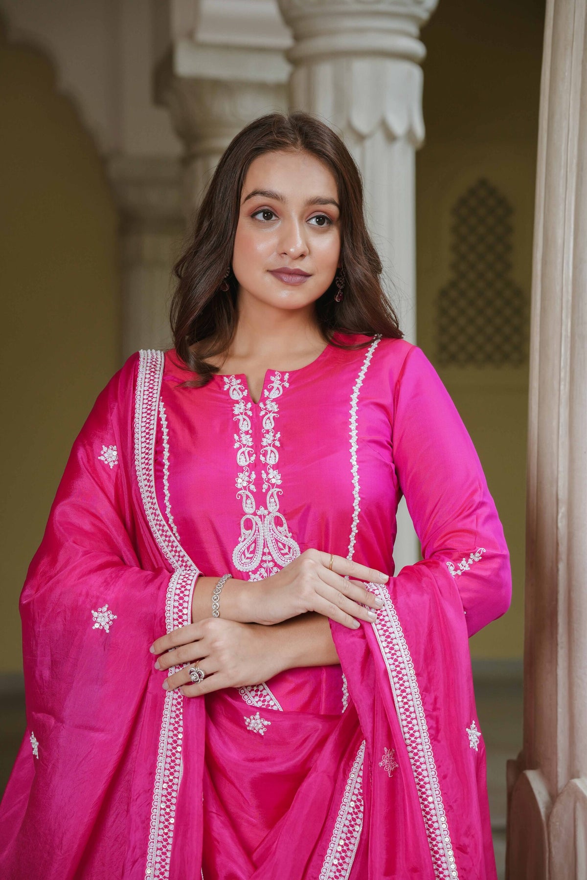 Magenta Pink Straight Suit