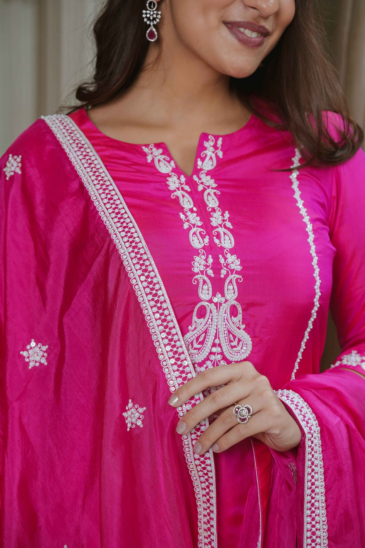 Magenta Pink Straight Suit