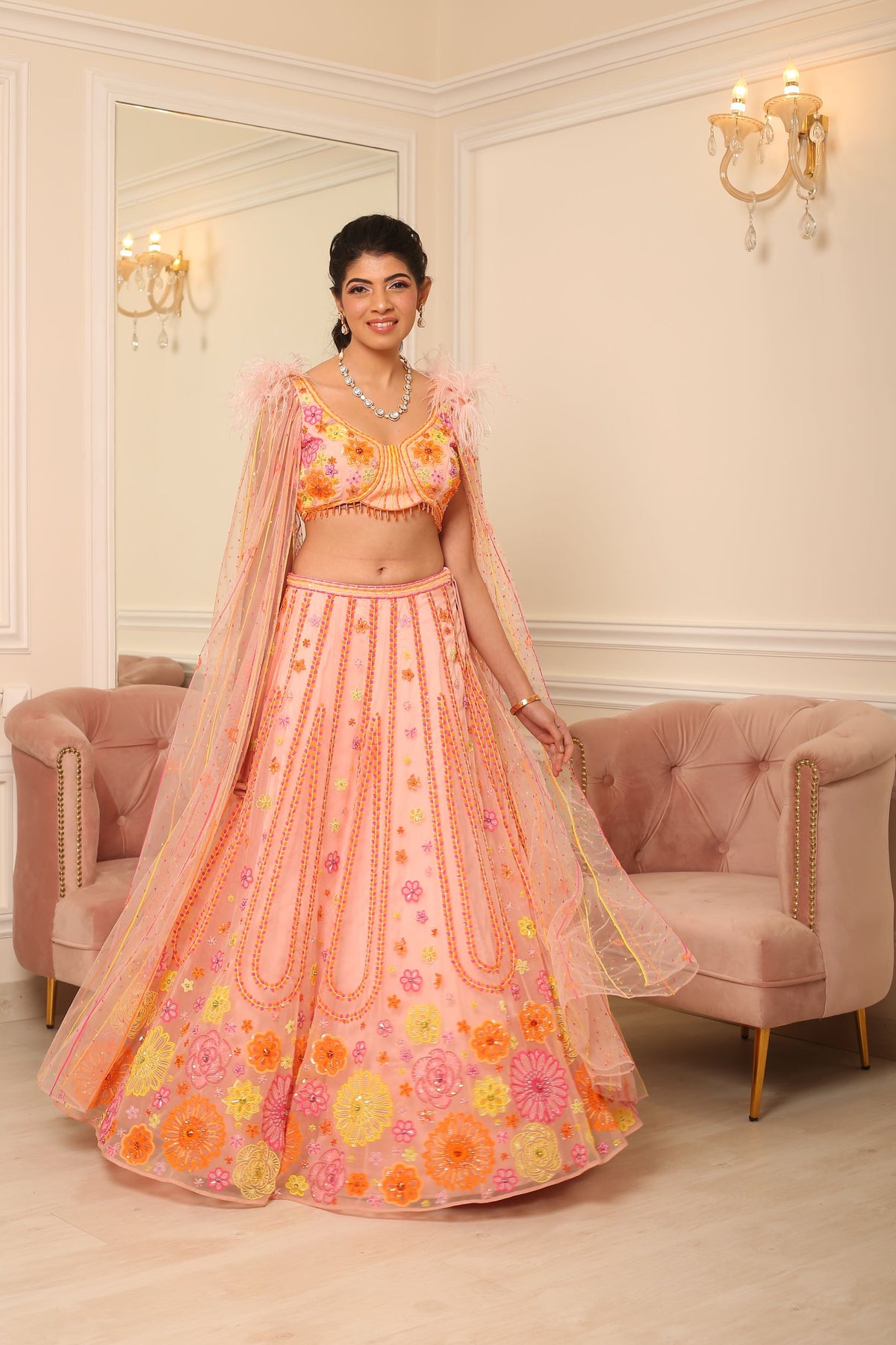 Peach Pearl Lehanga