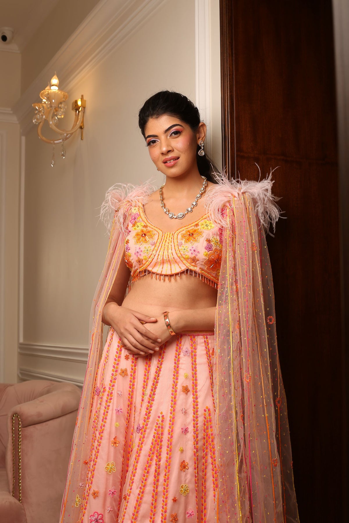 Peach Pearl Lehanga