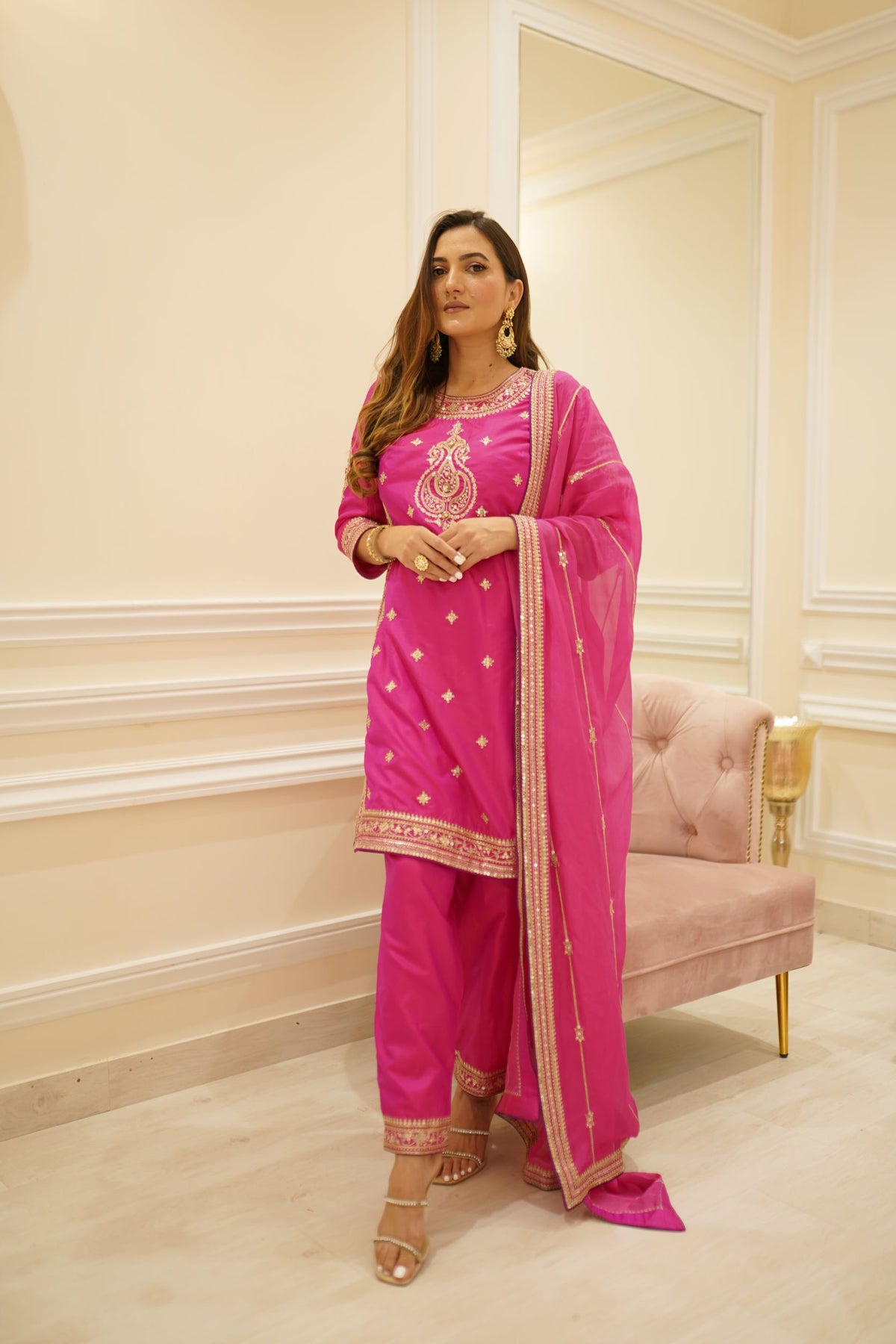 zuri- Magenta pink Straight Suit