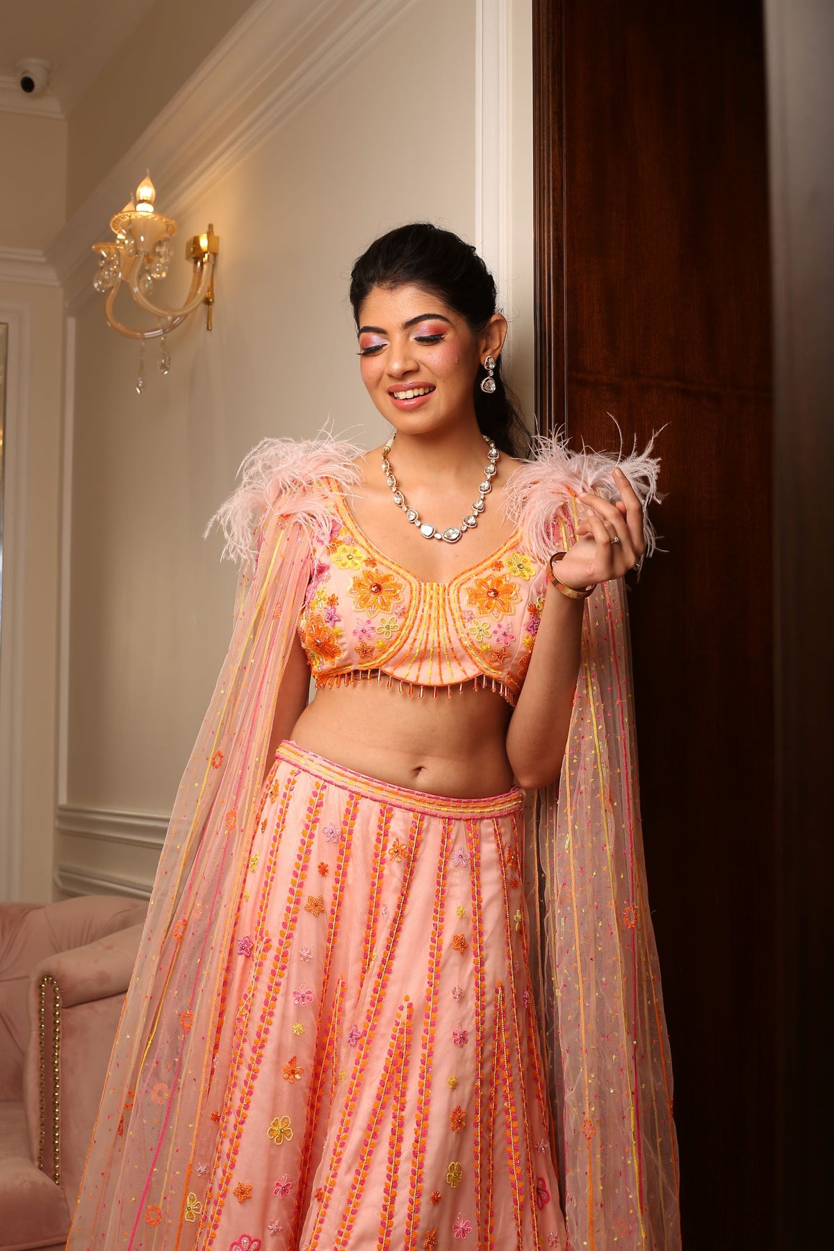 Peach Pearl Lehanga